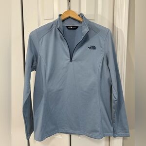 The North Face light blue three quarter zip size large